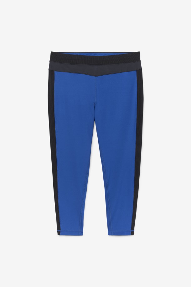 Leggins Forza Textura Cintura Alta Queue Outlet Azul Peonía/negro