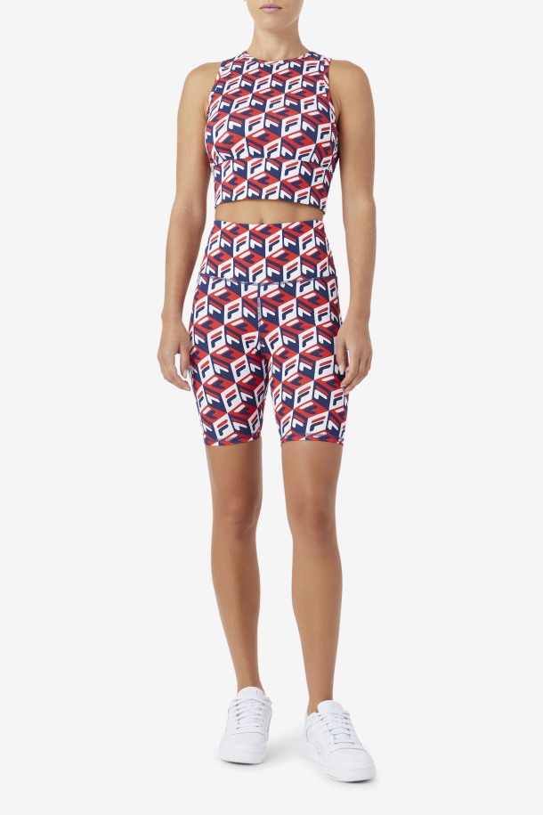 Pantalón Corto Ciclista Ainhoa ​​rojo/azul Marino/blanco Outlet Fila