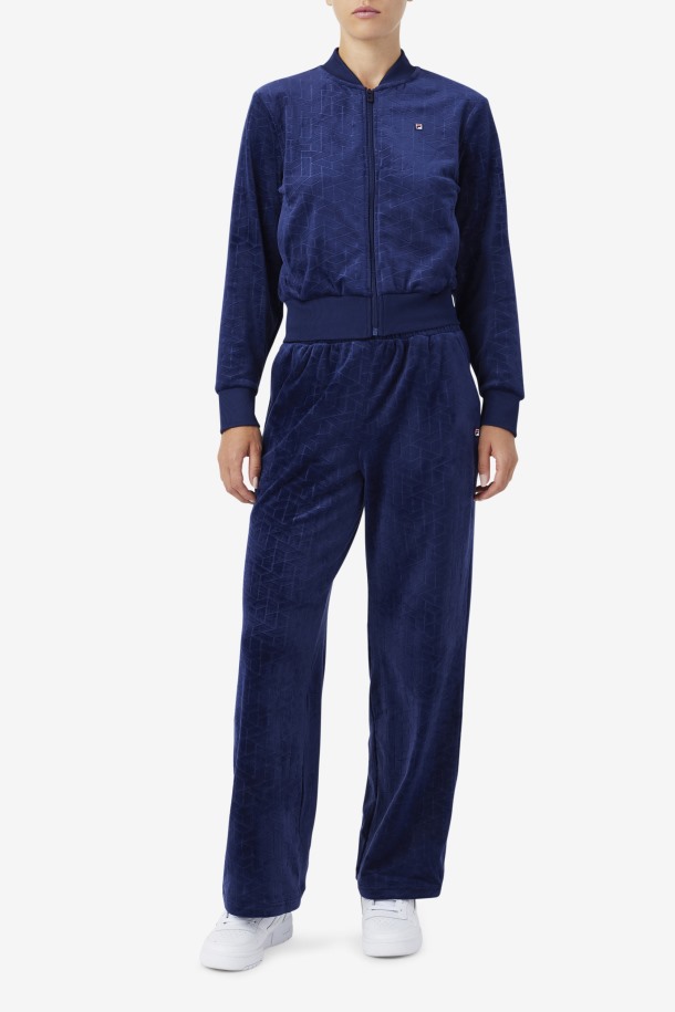 Devika Devika Terciopelo Chandal Pantalón Azul Marino Cola Outlets