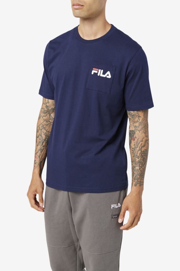 Peacoat Queue Outlets Curtis Camiseta Con Bolsillo