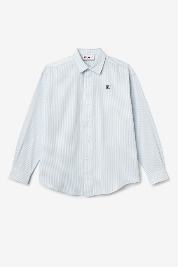Camisa De Vestir Ariella Azul/blanco Queue Outlet