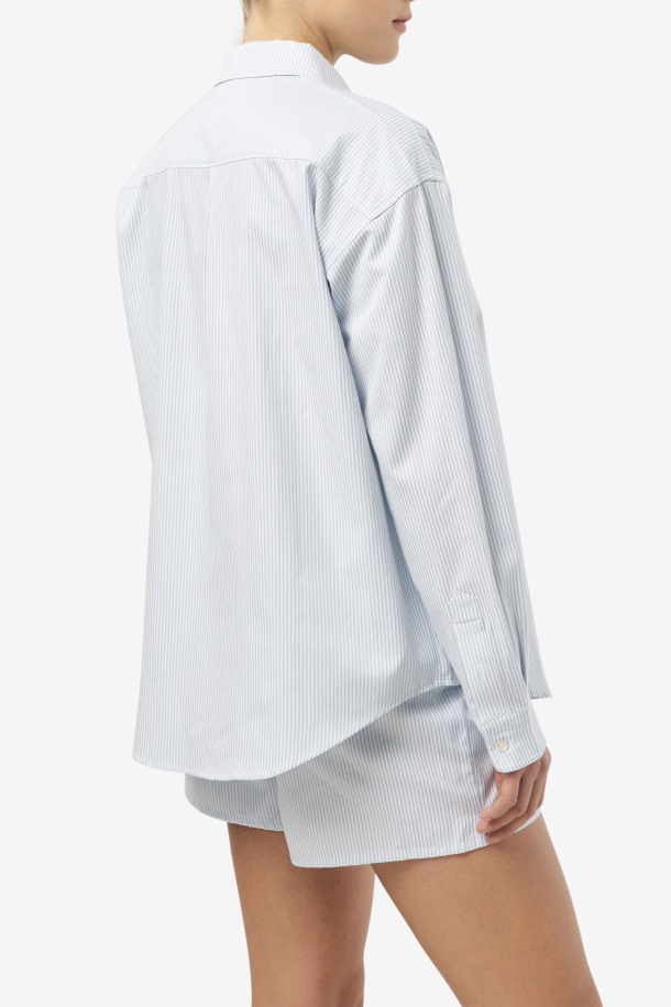 Camisa De Vestir Ariella Azul/blanco Queue Outlet