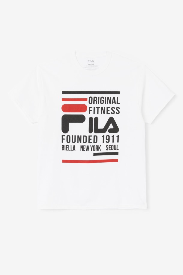 Camiseta De Fitness Original Fila Outlets Blanca/negra/roja