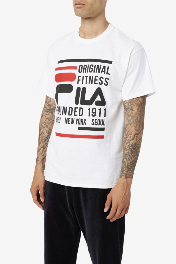 Camiseta De Fitness Original Fila Outlets Blanca/negra/roja