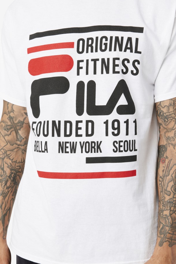 Camiseta De Fitness Original Fila Outlets Blanca/negra/roja
