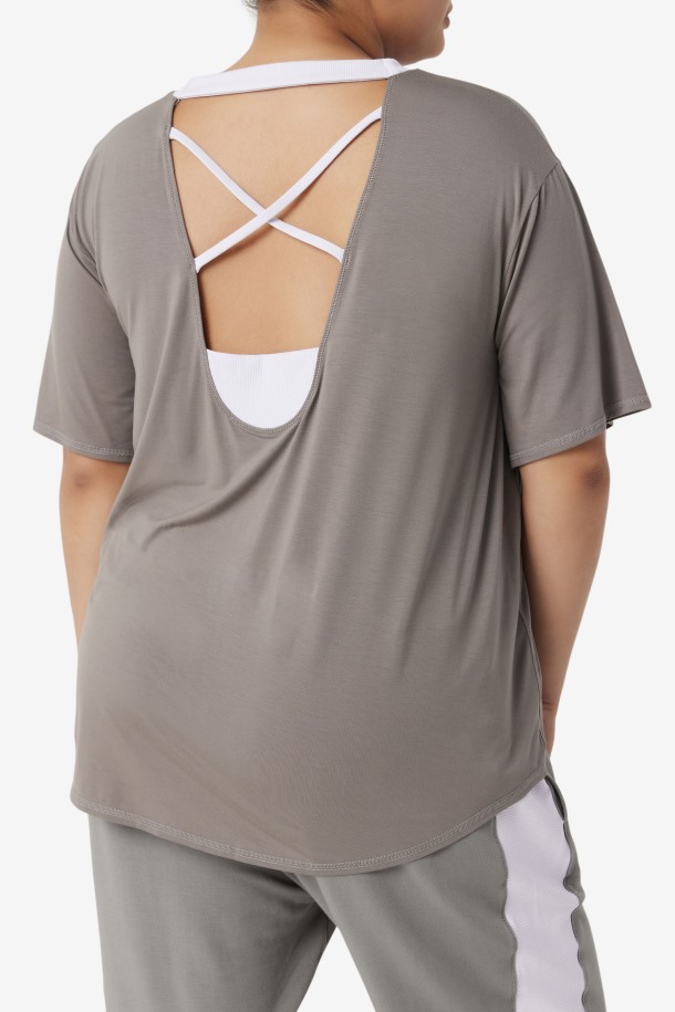 Fi-lux Camiseta De Manga Corta Fila Outlets Gargoyle/lavender Blue