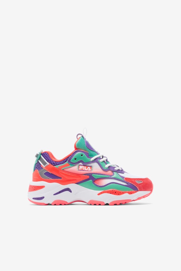 Blanco/coral Ardiente/púrpura Fila Outlets Niños Grandes Ray Tracer Apex