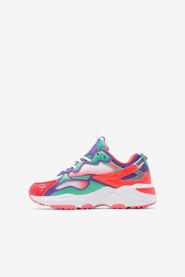Blanco/coral Ardiente/púrpura Fila Outlets Niños Grandes Ray Tracer Apex