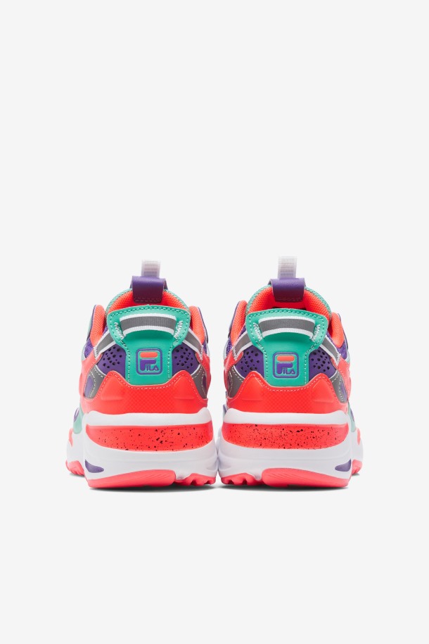 Blanco/coral Ardiente/púrpura Fila Outlets Niños Grandes Ray Tracer Apex