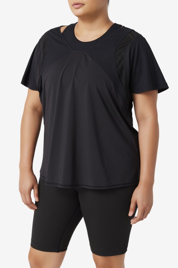 Top Texturizado De Manga Corta Uplift Black Queue Outlet