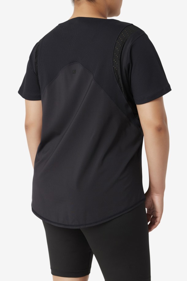 Top Texturizado De Manga Corta Uplift Black Queue Outlet