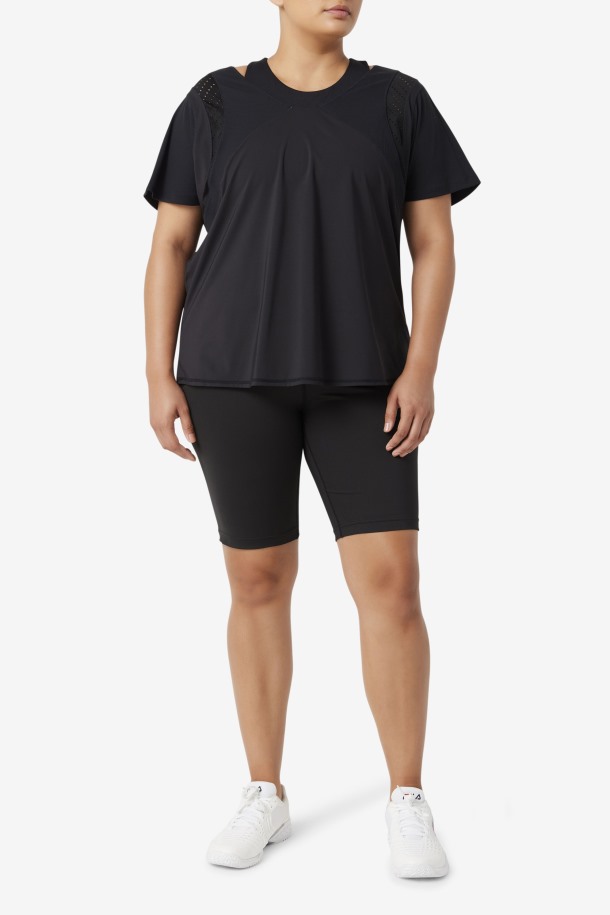 Top Texturizado De Manga Corta Uplift Black Queue Outlet
