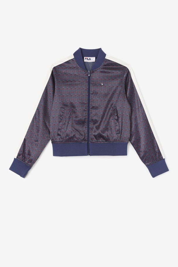 Fila Outlets Farah Satin Track Jacket Peacoat/tofu