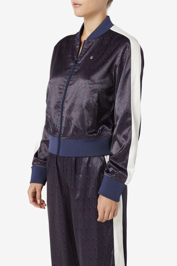 Fila Outlets Farah Satin Track Jacket Peacoat/tofu