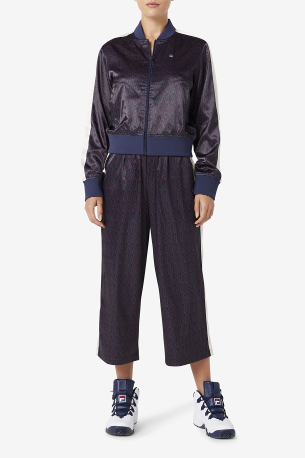 Fila Outlets Farah Satin Track Jacket Peacoat/tofu