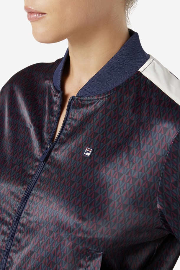 Fila Outlets Farah Satin Track Jacket Peacoat/tofu