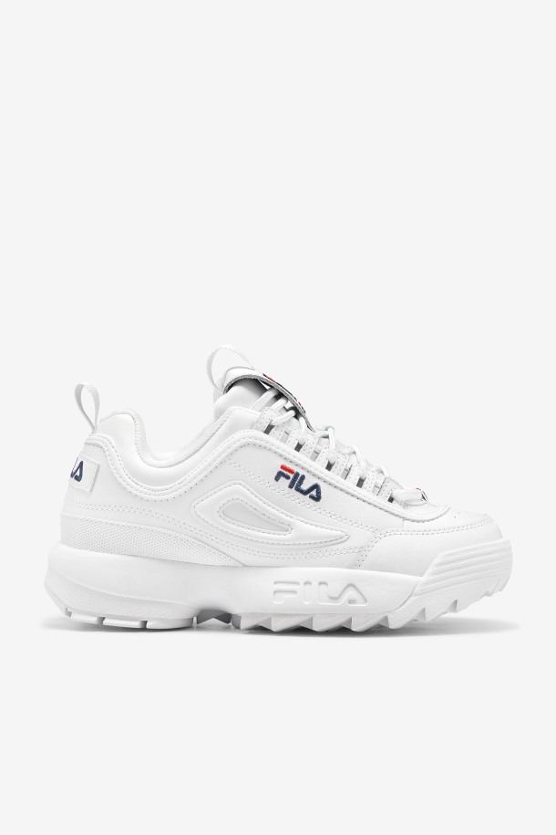 Zapatillas Fila Blancas/azul Marino/rojas Disruptor 2 Premium Para Hombre