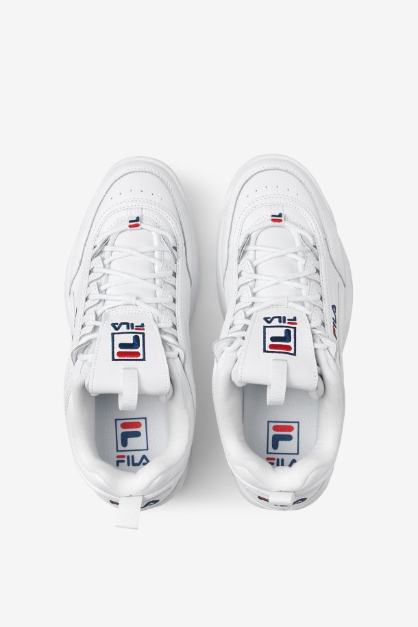 Zapatillas Fila Blancas/azul Marino/rojas Disruptor 2 Premium Para Hombre