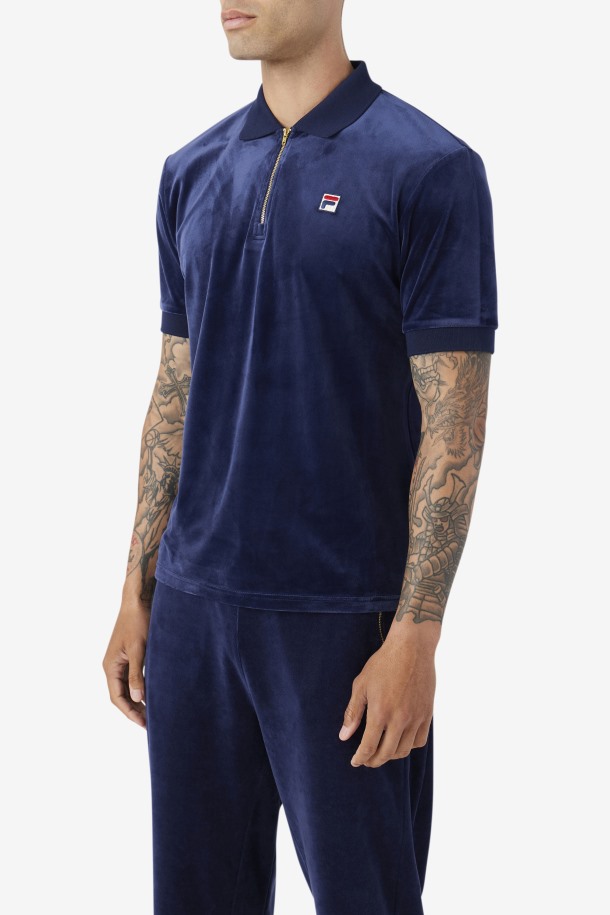 Fila Outlets Fil A Azul Marino Devon Velour Polo