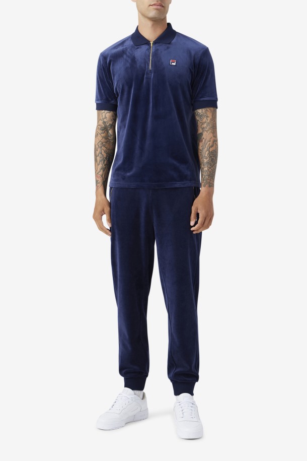 Fila Outlets Fil A Azul Marino Devon Velour Polo