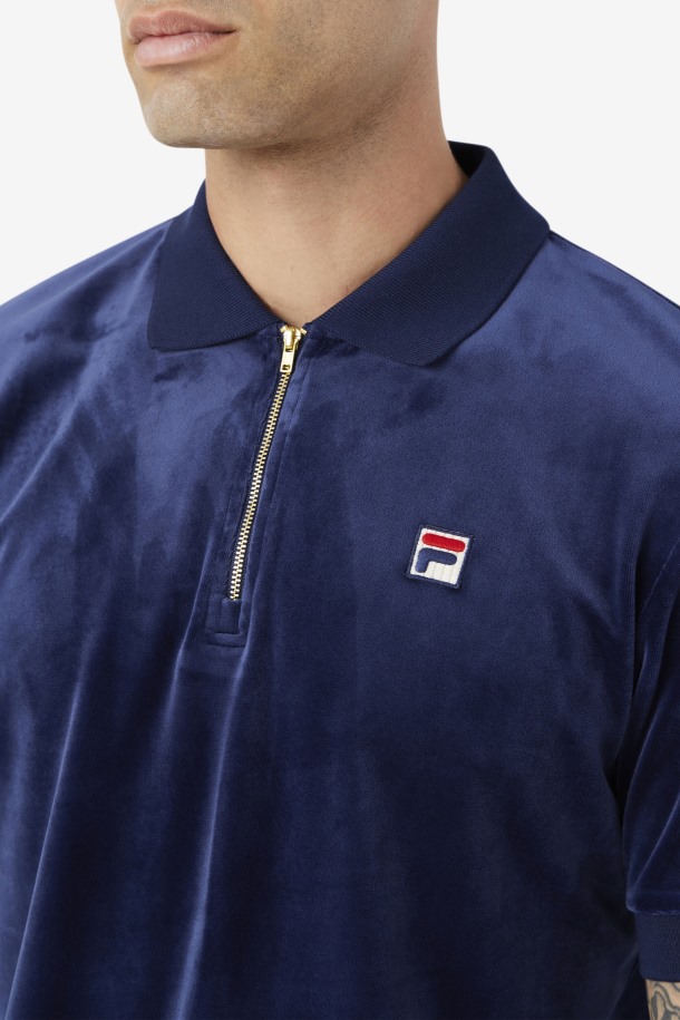 Fila Outlets Fil A Azul Marino Devon Velour Polo