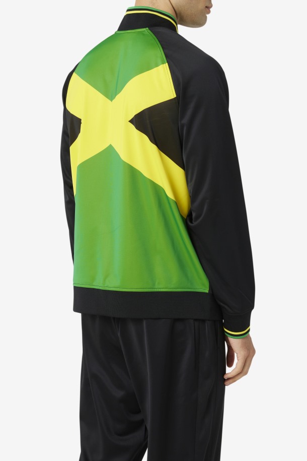 Chaqueta De Chándal Fila Outlets Jamaica Negra/amarilla/verde Helecho