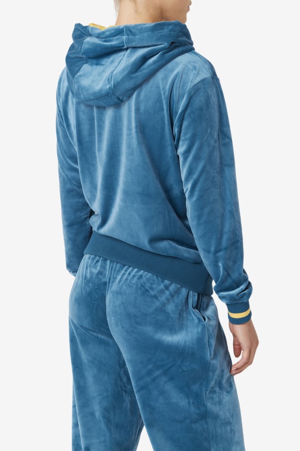 Fila Outlets Tove Velour Full Zip Hoodie Azul Coral/banana
