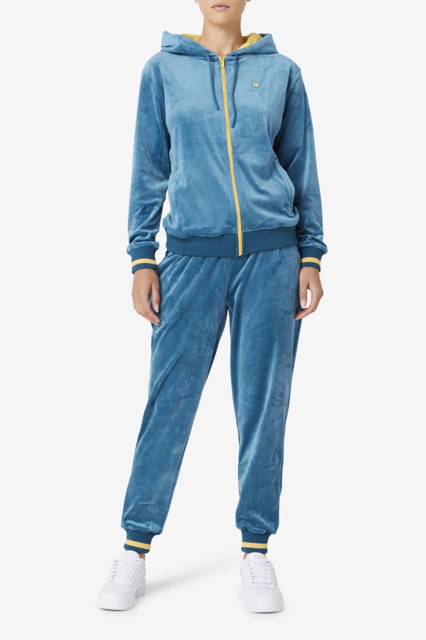 Fila Outlets Tove Velour Full Zip Hoodie Azul Coral/banana