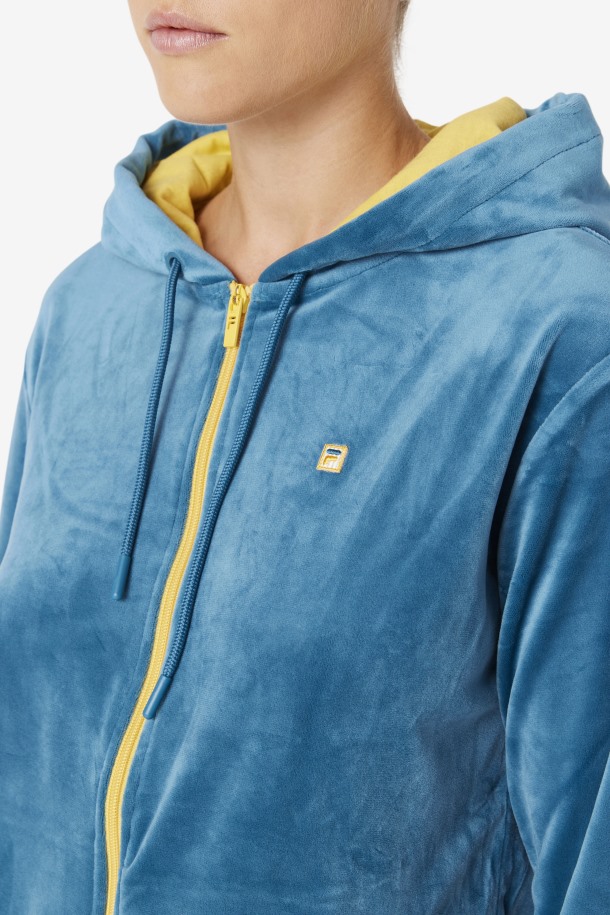 Fila Outlets Tove Velour Full Zip Hoodie Azul Coral/banana