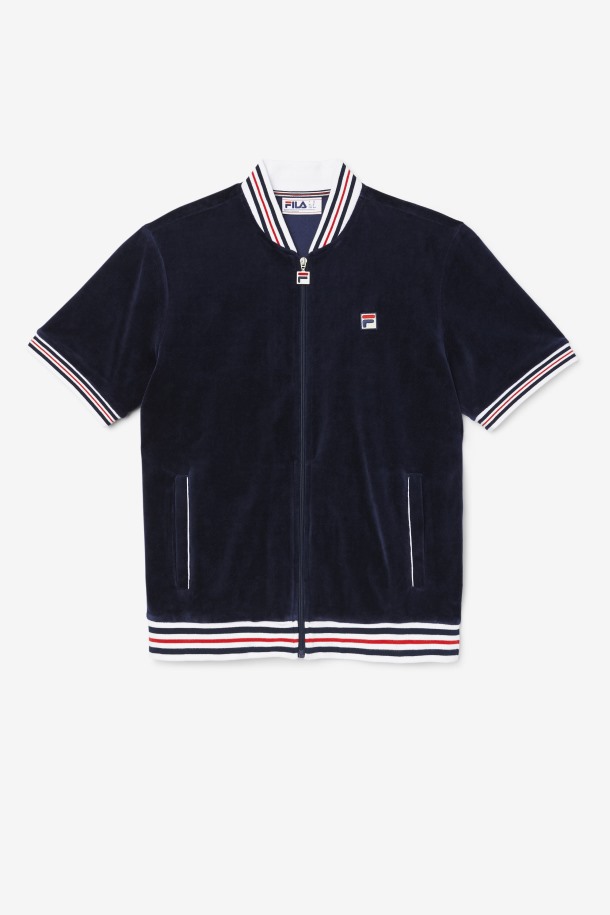 Fila Outlets Estudio Terciopelo Chaqueta Azul Marino/blanco