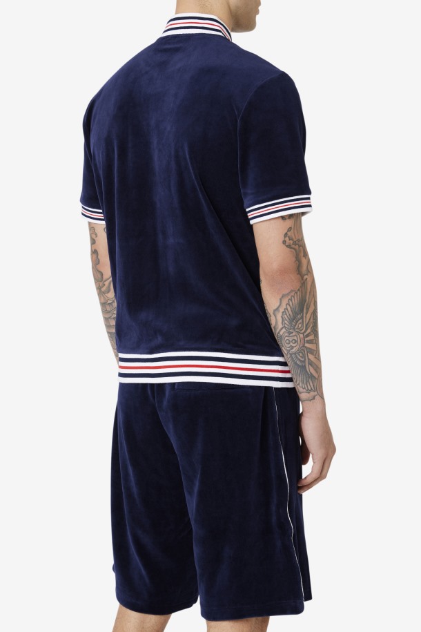 Fila Outlets Estudio Terciopelo Chaqueta Azul Marino/blanco