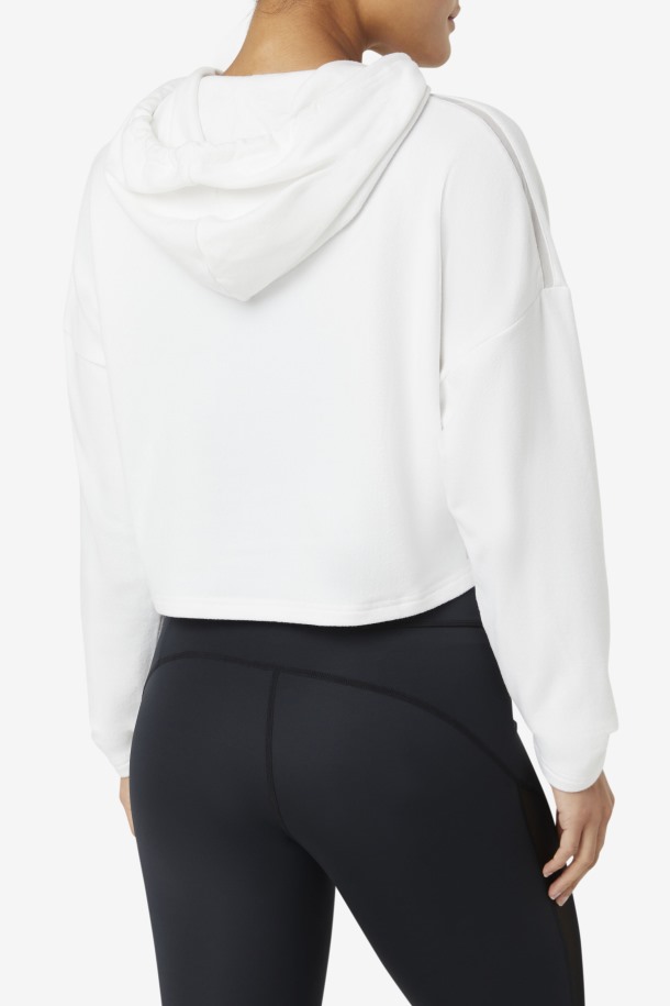 Fila Outlets Blanco Fi-lux Cropped Sudadera Con Capucha