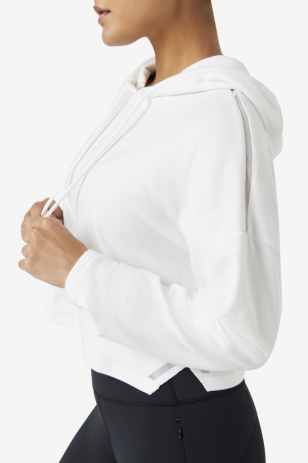 Fila Outlets Blanco Fi-lux Cropped Sudadera Con Capucha