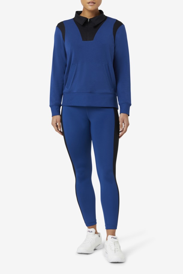 Legging Forza Textura Cintura Alta Peonía Azul Marino/negro Fila Outlet