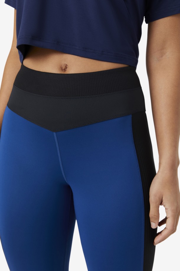 Legging Forza Textura Cintura Alta Peonía Azul Marino/negro Fila Outlet