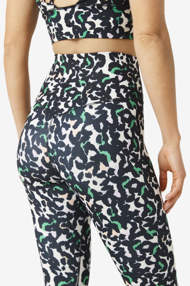 Negro Animal Fila Outlets Elegante Fuerza 7/8 Leggings