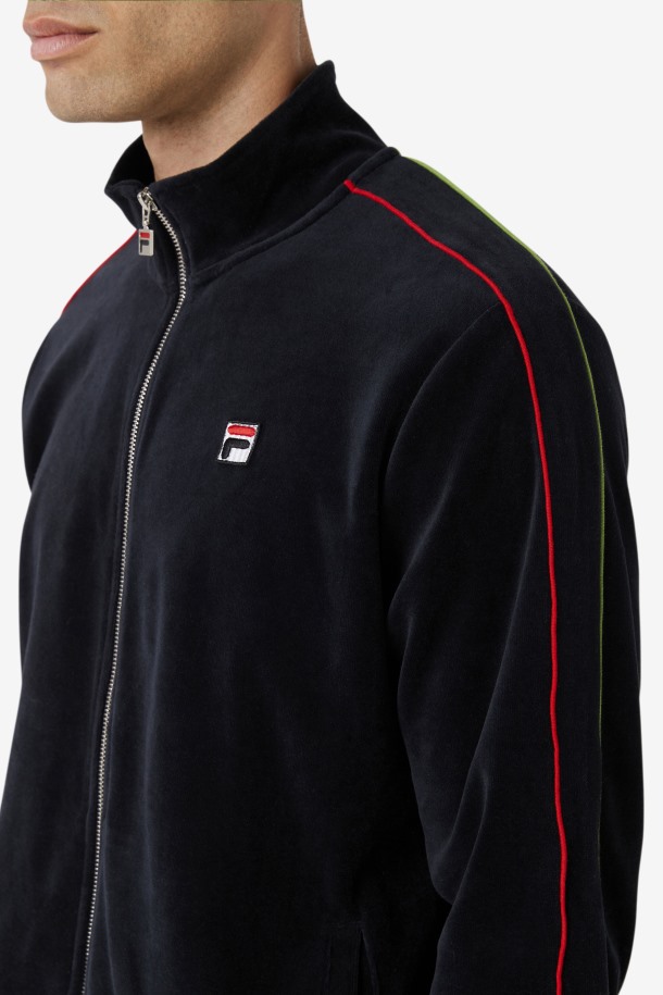 Chaqueta Deverall Terciopelo Fila Outlets Negro/rojo/verde Bosque