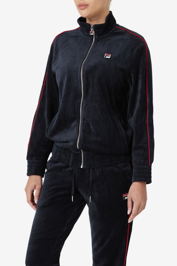 Chaqueta Deverall Terciopelo Fila Outlets Negro/rojo/verde Bosque