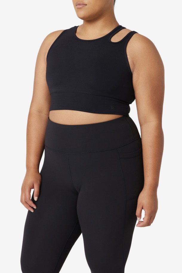 Fila Outlets Uplift Slice Crop Bra Top Negro