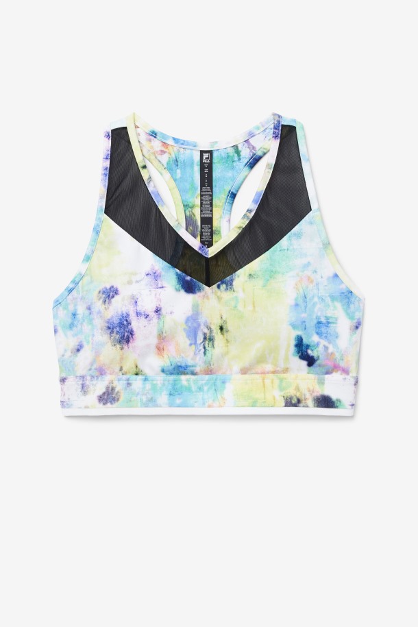 Fila Outlets Tie Dye/negro/blanco Uplift Racerback Bra Top