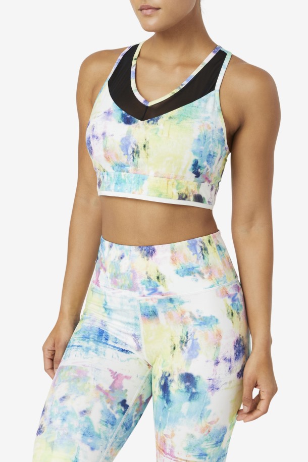 Fila Outlets Tie Dye/negro/blanco Uplift Racerback Bra Top
