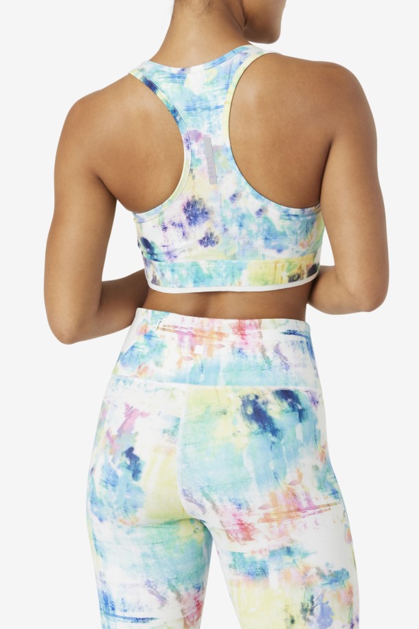 Fila Outlets Tie Dye/negro/blanco Uplift Racerback Bra Top