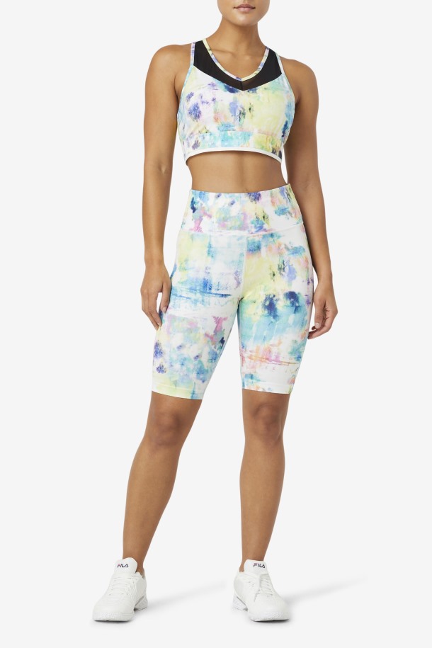 Fila Outlets Tie Dye/negro/blanco Uplift Racerback Bra Top