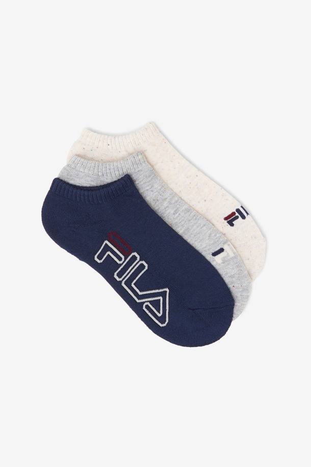 Fila Outlet - Pack De 3 Calcetines Invisibles Con Rayas Moteadas Para Mujer, Color Blanco