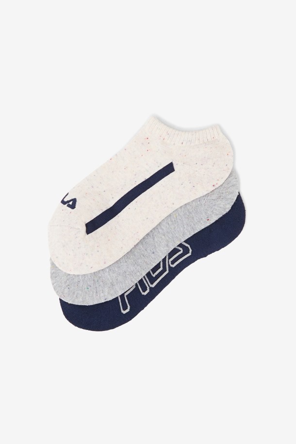 Fila Outlet - Pack De 3 Calcetines Invisibles Con Rayas Moteadas Para Mujer, Color Blanco