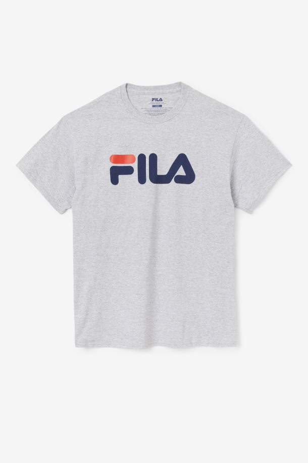 Fila Outlets Gris Jaspeado/azul Marino/rojo Hombres Logo Tee
