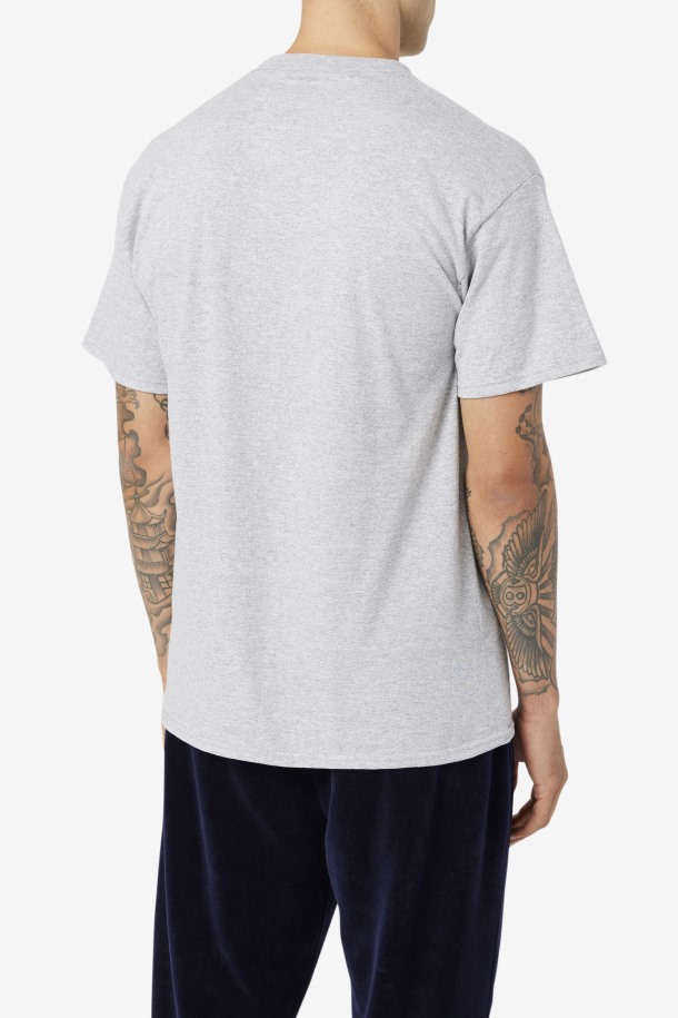 Fila Outlets Gris Jaspeado/azul Marino/rojo Hombres Logo Tee