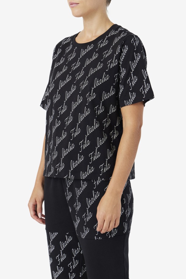 Queue Outlets Camiseta Elizabeth Negro/gardenia