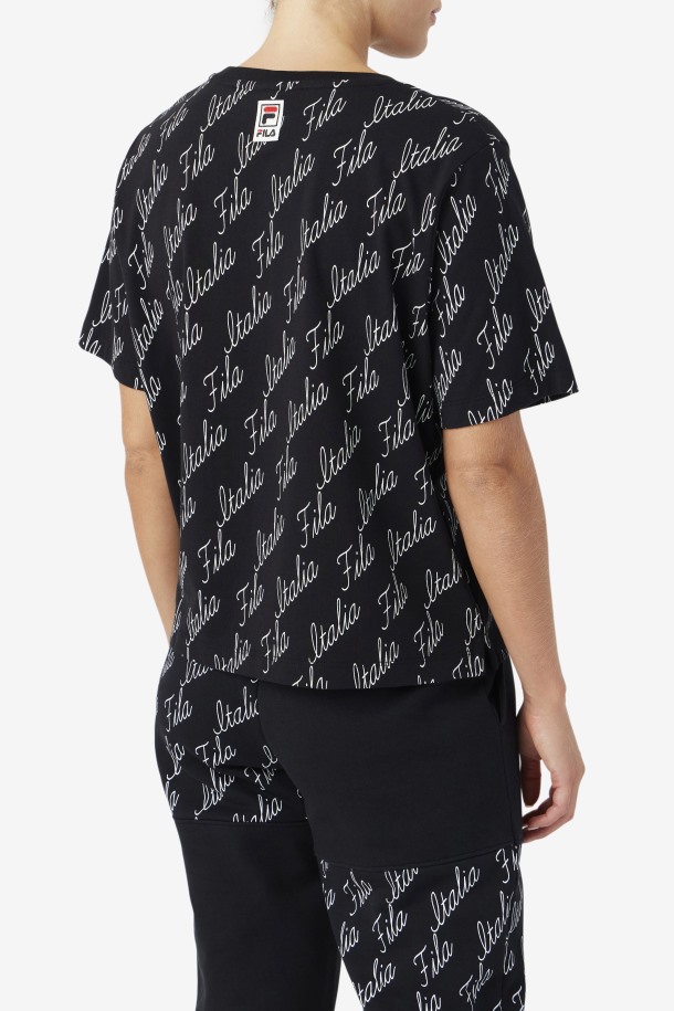 Queue Outlets Camiseta Elizabeth Negro/gardenia