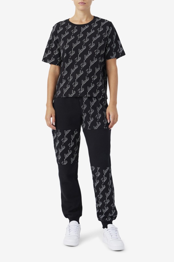 Queue Outlets Camiseta Elizabeth Negro/gardenia
